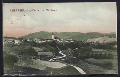 AK Peilstein /Mühlkreis, Ortsansicht mit Landstrasse aus der Vogelschau