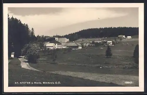 AK St. Stefan a. Walde, Ortspartie mit Kirche