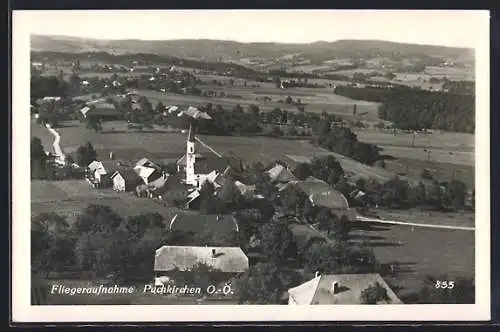 AK Puchkirchen, Totalansicht mit Landstrasse vom Flugzeug aus