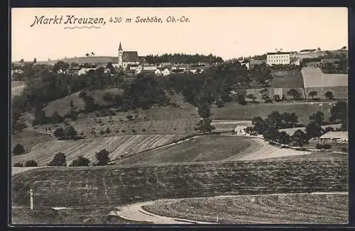 AK Bad Kreuzen /Ob.-Oe., Ortsansicht von einen Berg aus