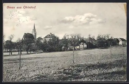 AK Ohlsdorf, Ortspanorama von einer Wiese aus