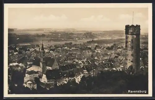 AK Ravensburg / Württ., Teilansicht mit Turm