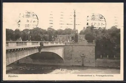 AK München, Prinzregentenbrücke und Friedensdenkmal