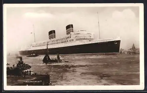 AK Passagierschiff Mauretania im Hafen