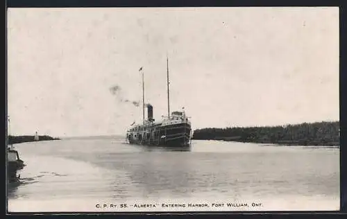 AK Fort William /Ont., Passagierschiff SS Alberta entering harbor, C. P. Ry.