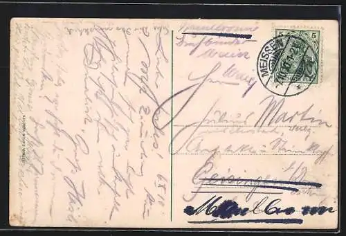 AK Meissen, Raddampfer Meissen vor der Albrechtsburg