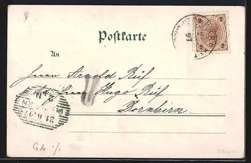 Lithographie Bodensee-Dampfer unter Volldampf