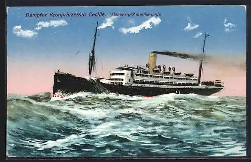 AK Passagierschiff Dampfer Kronprinzessin Cecilie, Hamburg-Amerika Linie