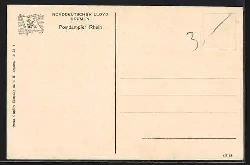 AK Passagierschiff Dampfer Rhein auf hoher See, Norddeutscher Lloyd