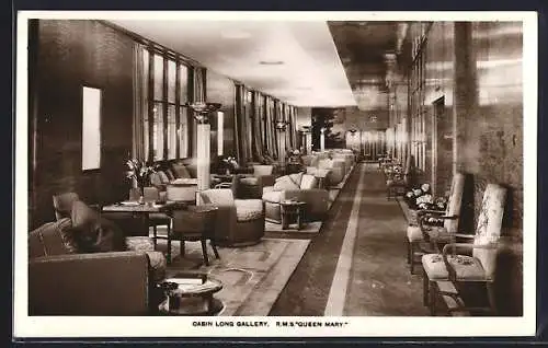 AK Passagierschiff R. M. S. Queen Mary, Cabin Long Gallery