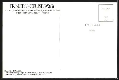 AK Passagierschiff Pacific Princess aus der Vogelschau, Princess Cruises
