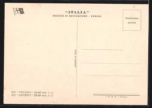 AK Passagierschiff MN Vulcania, Società di Navigazione Italia