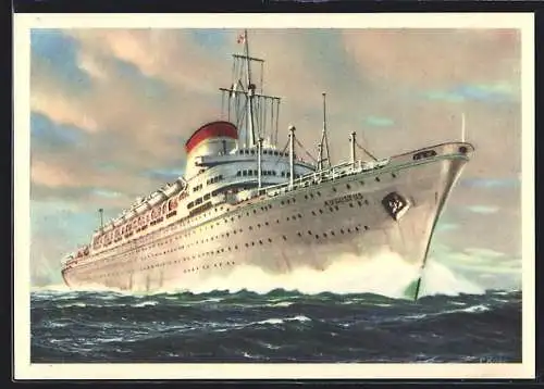 Künstler-AK Passagierschiff Augustus auf grosser Fahrt, Italia Società di Navigazione
