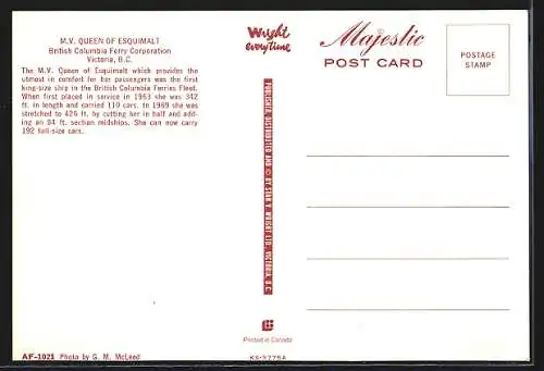 AK Victoria /B. C., MV Queen of Esquimalt, British Columbia Ferry Corporation, Fährschiff