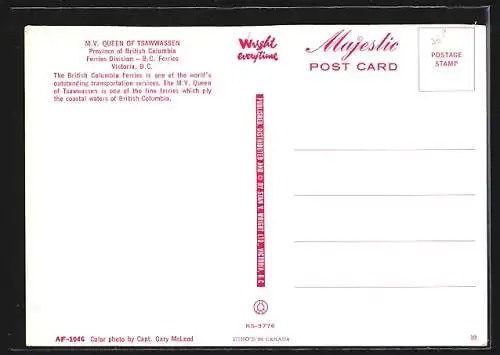AK Victoria /B. C., MV Queen of Tsawwassen, B. C. Ferries, Fährschiff