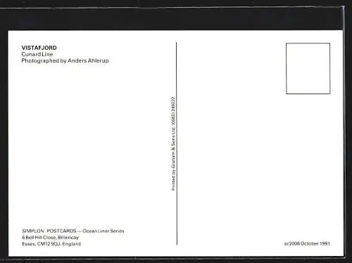 AK Passagierschiff Vistafjord vor der Küste, Cunard Line