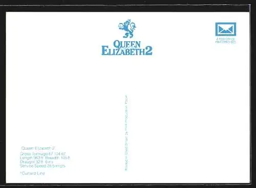 AK Passagierschiff Queen Elizabeth 2 der Cunard Line vor einer Insel