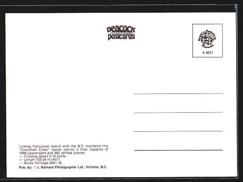 AK MV Queen of Coquitlam, B. C. Ferries, Fährschiff