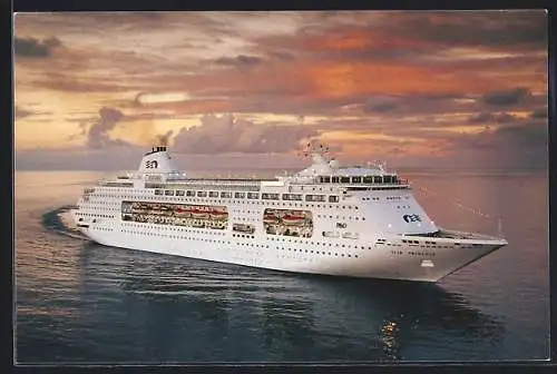 AK Passagierschiff Star Princess im Sonnenuntergang, Princess Cruises