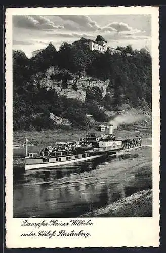 AK Dampfer Kaiser Wilhelm vor dem Schloss Fürstenberg auf der Weser