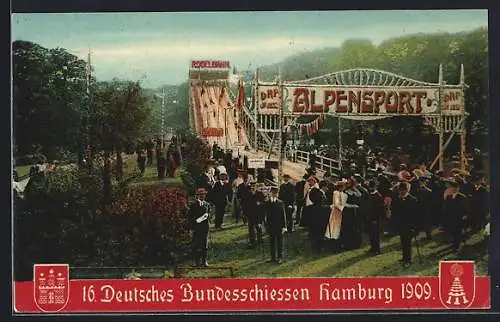 AK Hamburg, 16. Deutsches Bundesschiessen 1909, Sommer-Rodelbahn