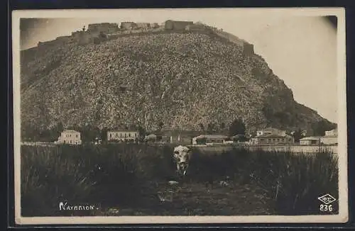 AK Nauplion, Ortsansicht mit Blick zur Festung