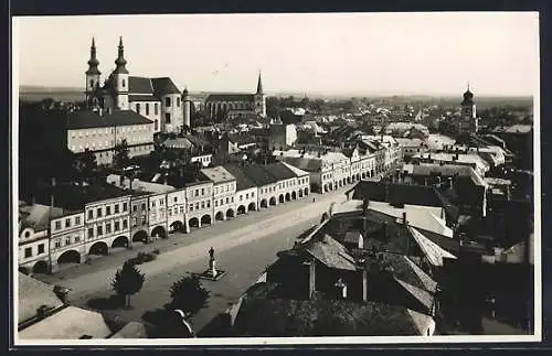 AK Litomysl, Teilansicht mit Kirche und Strassenpartie