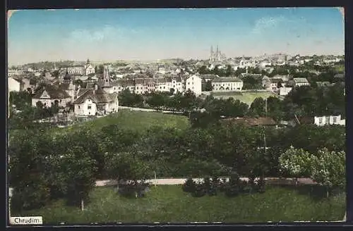 AK Chrudim, Panorama mit Kirche