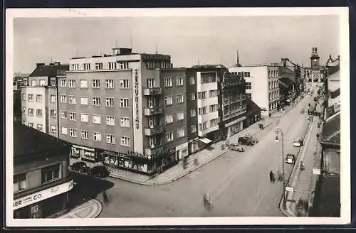 AK Pardubice, Strassenpartie aus der Vogelschau