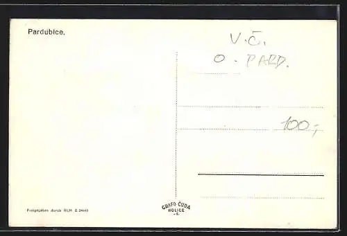AK Pardubice, Strassenpartie aus der Vogelschau