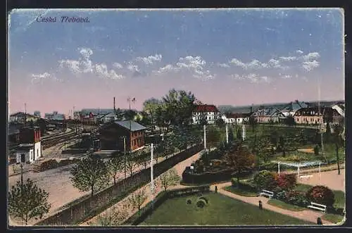 AK Ceská Trebová, Ortsansicht mit Bahnhof