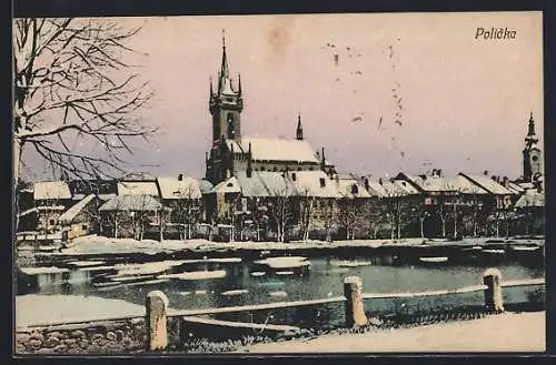 AK Policka, Ortspartie im Winter