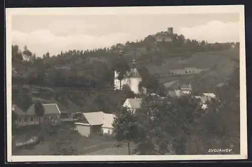 AK Svojanov, Teilansicht mit Kirche