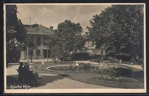 AK Vysoke Myto, Park im Sonnenschein, Blick auf Häuser