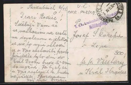AK Pardubice, Soldaten vor dem Geschäft von F. Jerabek
