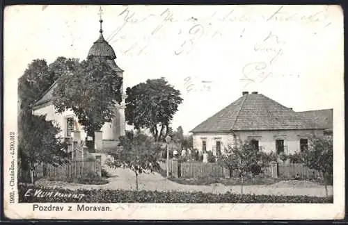 AK Moravany, Partie an der Kirche