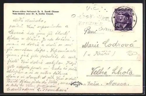 AK Chotzen, Wasser-elektro Heilanstalt Dr. B. Stanek