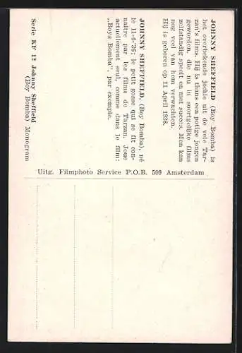 AK Schauspieler Johnny Sheffield im Kostüm einer Filmrolle