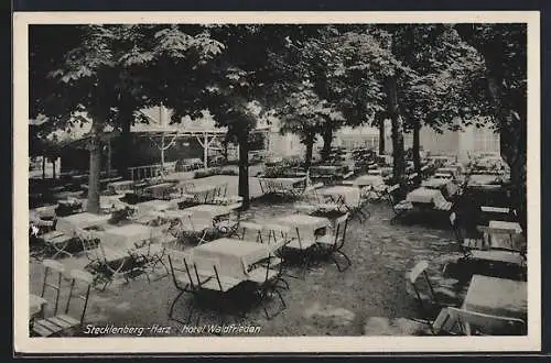 AK Stecklenberg /Harz, Hotel Waldfrieden v. M. Stertz, Gartenbereich