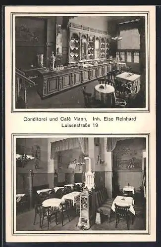 AK Berlin, Conditorei und Café Mann v. Else Reinhard, Luisenstrasse 19, Innenansichten