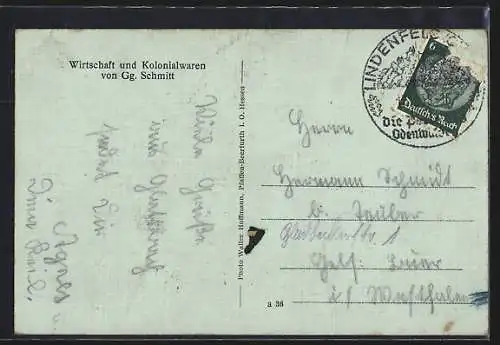 AK Glattbach i. Odenw., Gasthaus v. Gg. Schmitt, Schulhaus, Ortsansicht