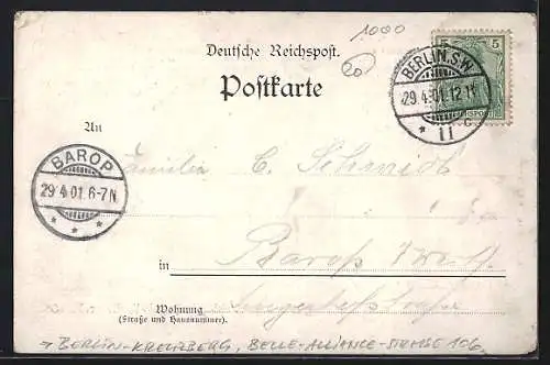 AK Berlin-Kreuzberg, Schankstelle Zur Bierglocke in der Bellealliancestr. 106, Front- und Stehbierhalle