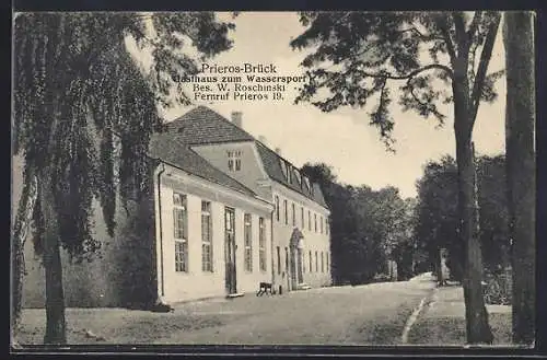 AK Prieros-Brück, Gasthaus zum Wassersport v. W. Roschinski