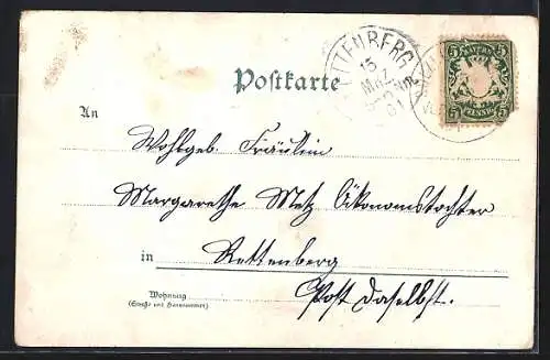 Lithographie Sulzberg, Jodbad, Inneres der Kirche, Totalansicht