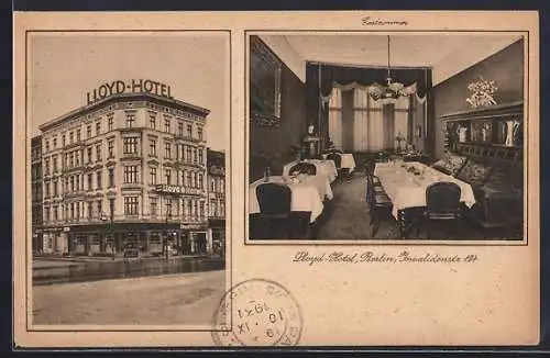 AK Berlin, Invalidenstr. 124, Ansicht vom Lloyd-Hotel mit Gastzimmer