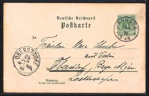 Lithographie Wannsee, Gasthof Kaiserpavillon, Inh. Friedrich Schulze, Königgrätzerstrasse 123b, Bahnhof