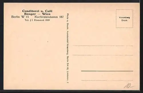 AK Berlin-Charlottenburg, Conditorei und Café Benger-Wien, Terrasse, Kurfürstendamm 187