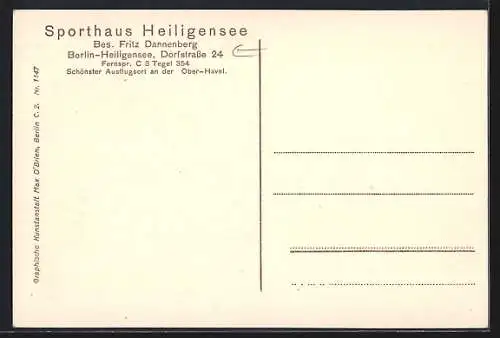 AK Berlin-Heiligensee, Restaurant Sporthaus Heiligensee, Bes. Fritz Dannenberg, Dorfstrasse 24