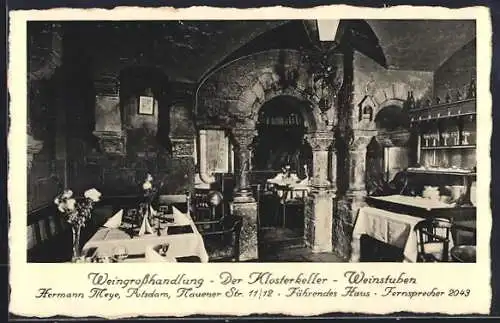 AK Potsdam, Restaurant Der Klosterkeller, Weinstuben, Inh. Hermann Meye, Nauener Strasse 11 /12