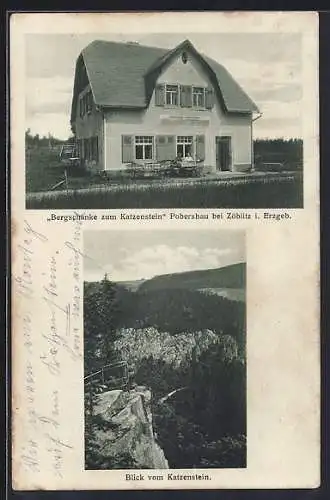 AK Pobershau, Gasthaus Bergschänke zum Katzenstein